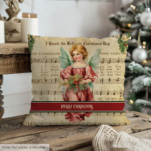 Retro Christmas Throw Pillow Green Red Holiday