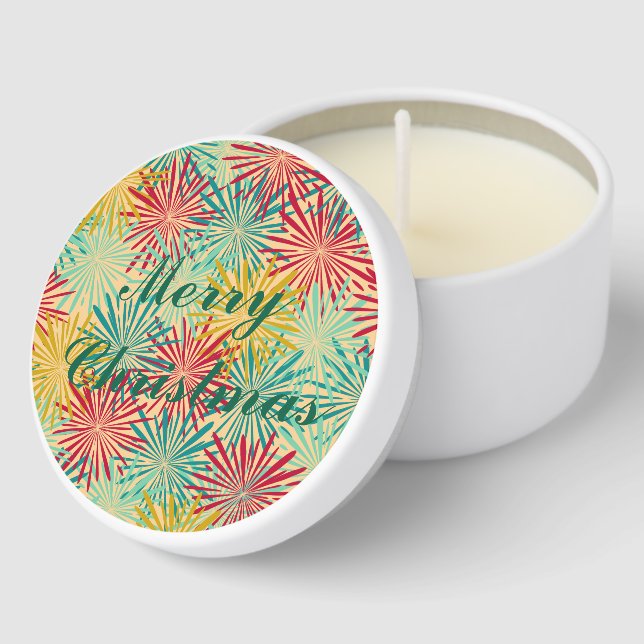 Retro Christmas Tinsel PomPoms Mini Candle Favors (Corner)