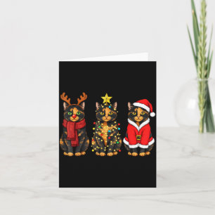 Retro Christmas Tortoiseshell Cat Santa Reindeer  Card