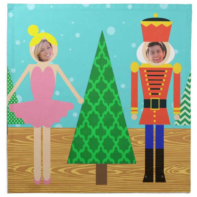 Retro Christmas Toy Parade Photo Cloth Napkins (Front)