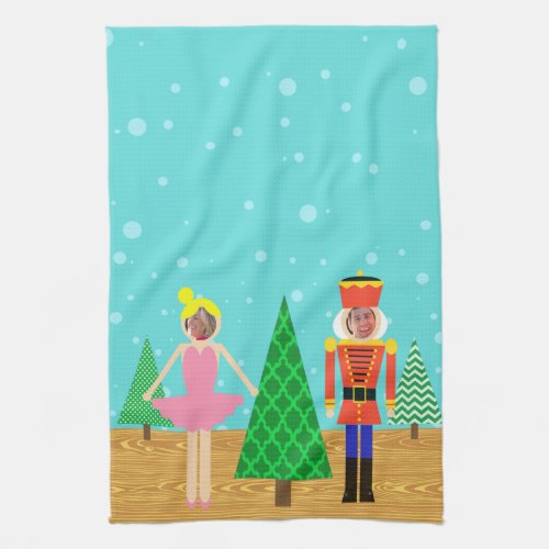 Retro Christmas Toy Parade Photo Kitchen Towel