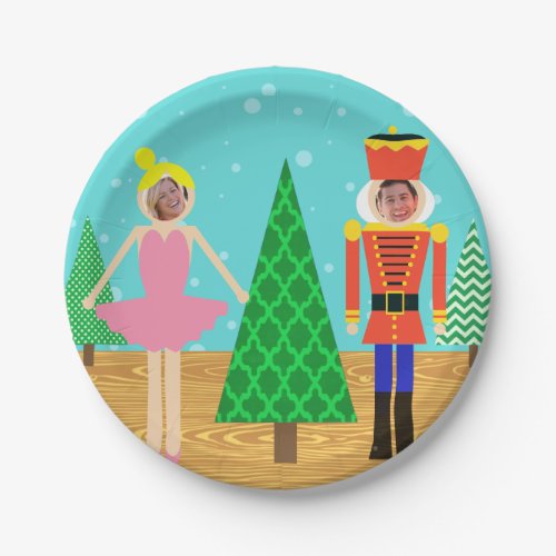 Retro Christmas Toy Parade Photo Paper Plate