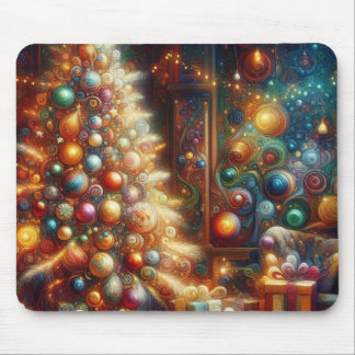 Retro Christmas Tree + Christmas Tree Decorations Mouse Pad