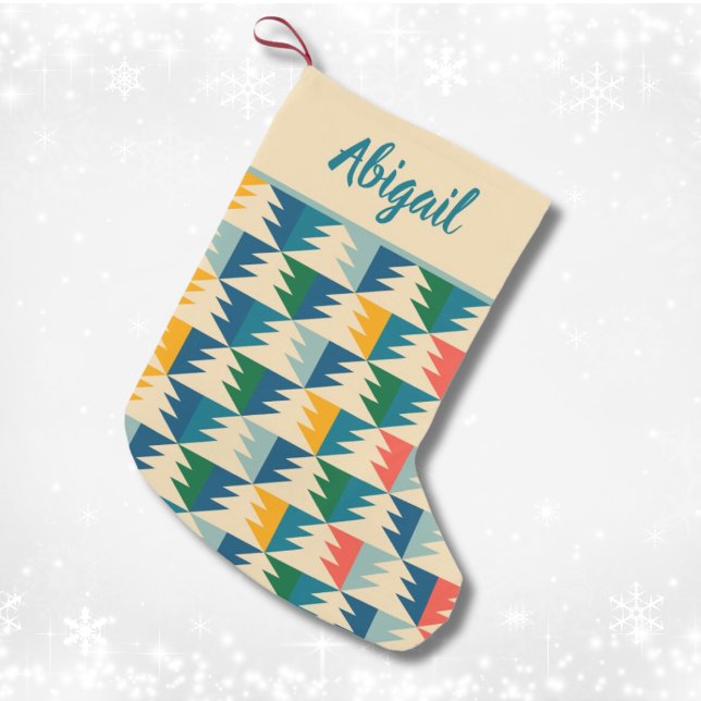 Retro Christmas Tree Custom  Small Christmas Stocking (Retro Christmas Tree Custom Small Stocking)