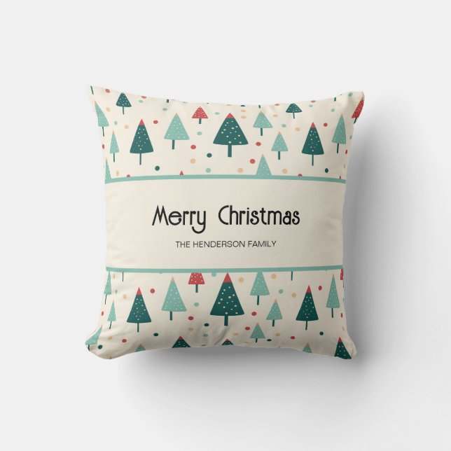 Retro Christmas Tree Custom Throw Pillow (Front)