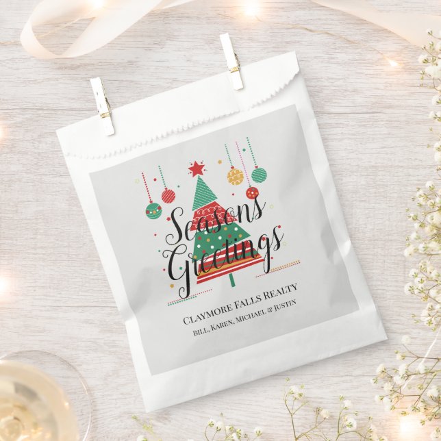 Retro Christmas Tree Customizable Favor Bag (Clipped)