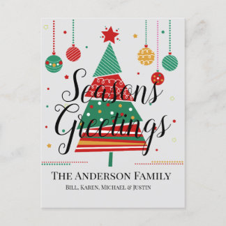 Retro Christmas Tree Customizable Holiday Postcard