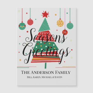 Retro Christmas Tree Customizable Magnetic Card