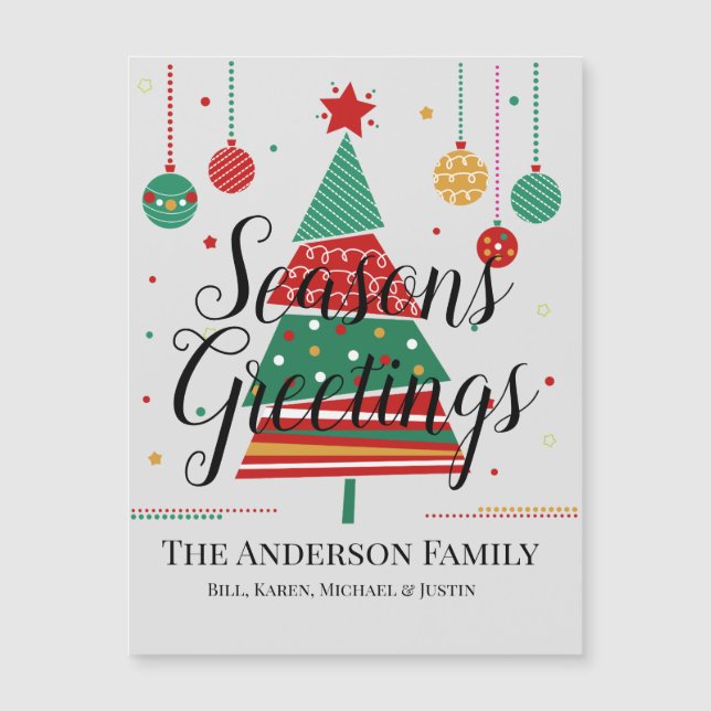 Retro Christmas Tree Customizable Magnetic Card (Front)