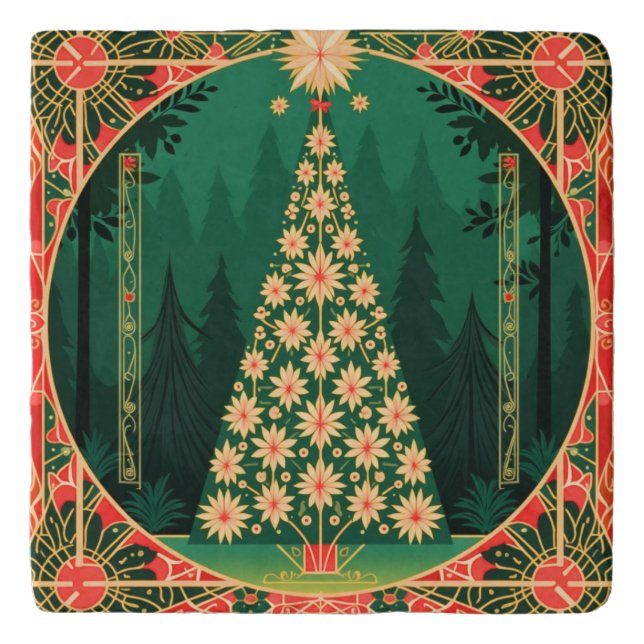 Retro Christmas Tree Decoration Trivet (Front)