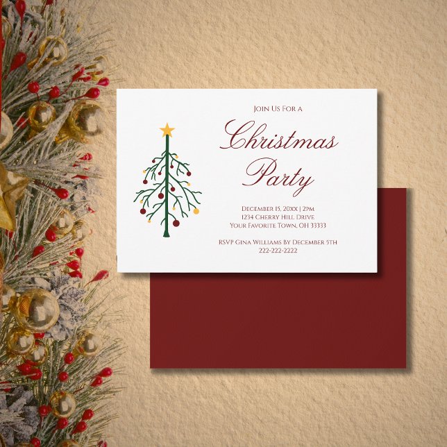Retro Christmas Tree Drawing Festive Party  Invitation (Creator Uploaded)