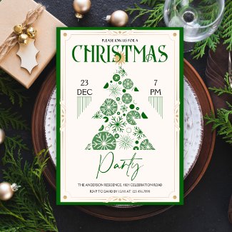 Retro Christmas Tree Elegant Green Christmas Party