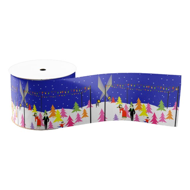 Retro Christmas Tree Farm Gift Ribbon (Spool)