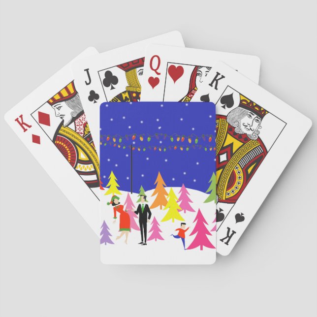 Retro Christmas Tree Farm Playing Cards (Back)