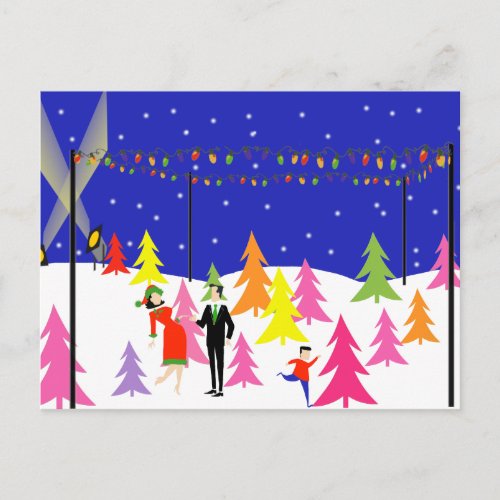 Retro Christmas Tree Farm Postcard