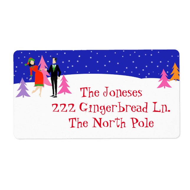 Retro Christmas Tree Farm Return Address Labels (Front)