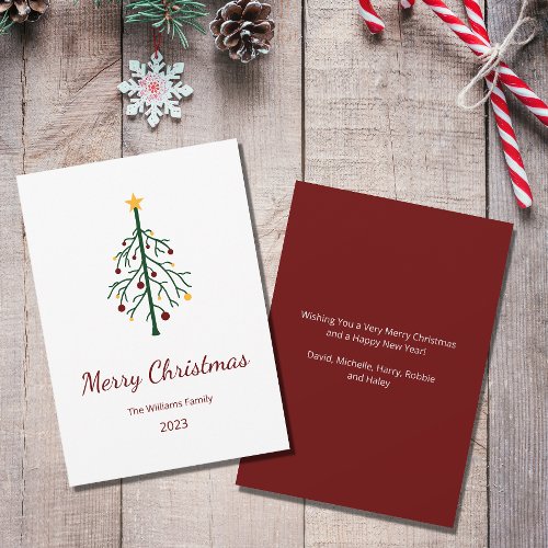 Retro Christmas Tree Festive Red Green Holiday Card