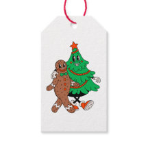 Retro Christmas Tree & Gingerbread Gift Tag