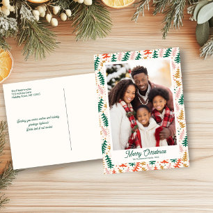 Retro Christmas Tree Holiday Photo Postcard