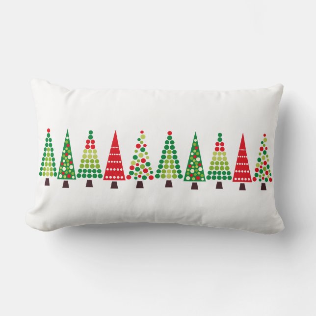 Retro Christmas Tree Lumbar Pillow (Front)