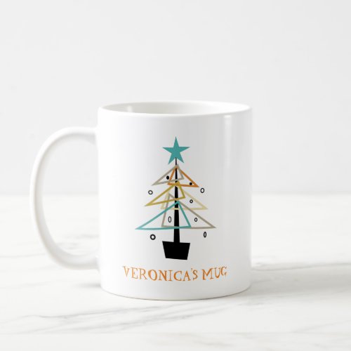 Retro Christmas Tree Mid Century Modern Holiday Co Coffee Mug