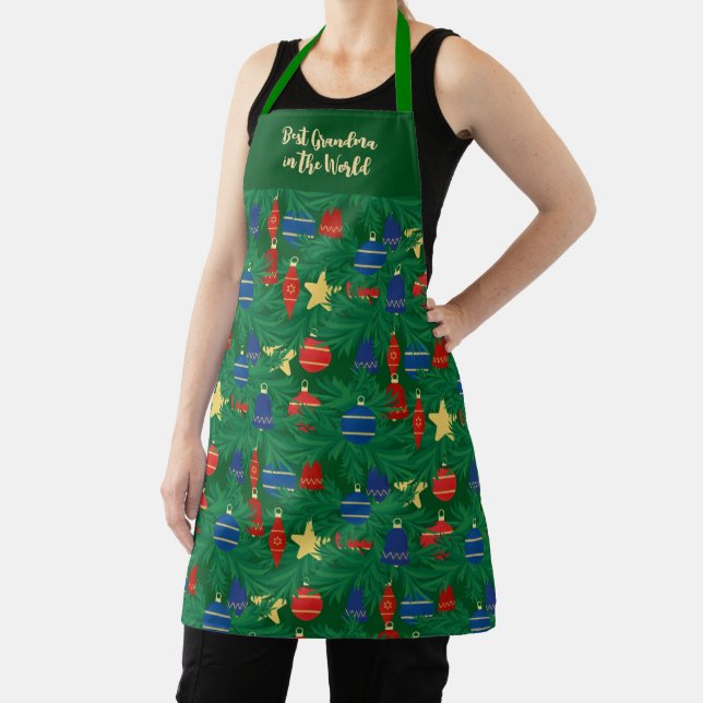 Retro Christmas tree ornaments  Apron (Insitu)