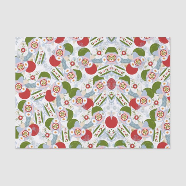 Retro Christmas Tree Ornaments Decorations Tissue Paper (Front)