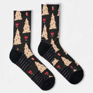 Retro Christmas Tree Pattern Seamless Repeat Socks