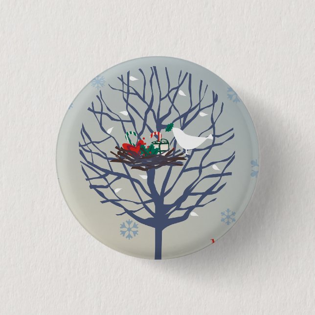 Retro Christmas tree Pinback Button (Front)