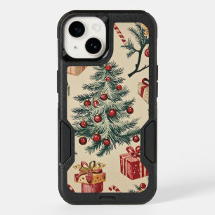 Retro Christmas Tree Red Green Cream Holiday OtterBox iPhone 14 Case