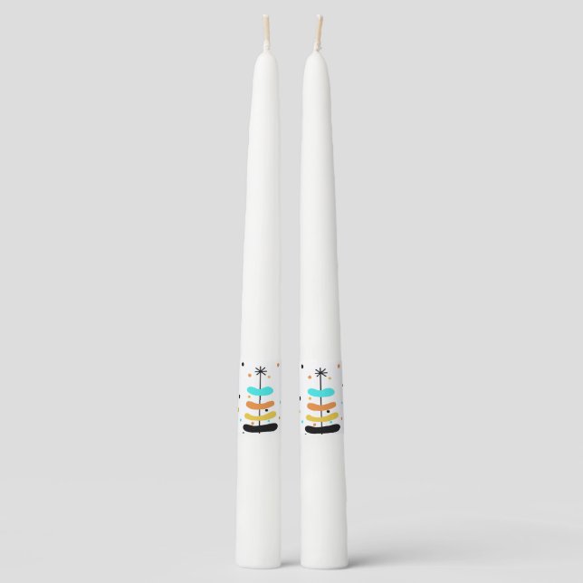 Retro Christmas Tree Taper Candles (Front)