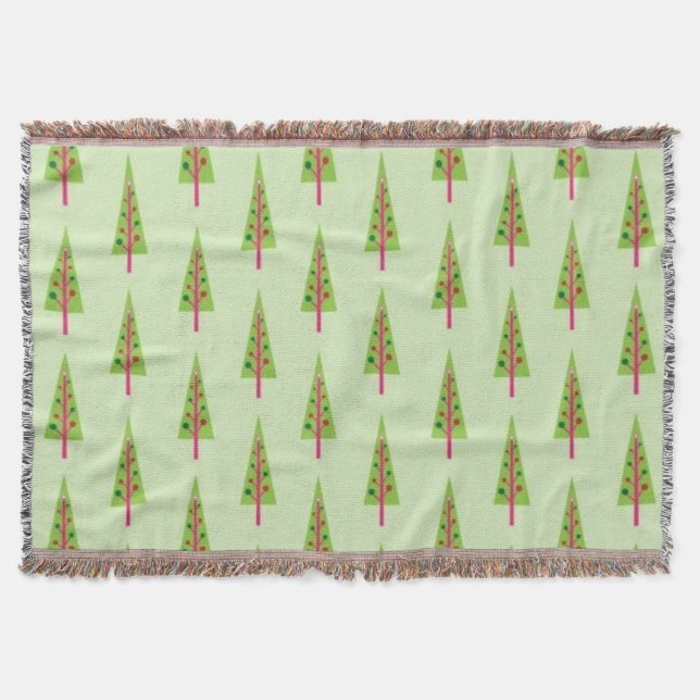 Retro Christmas Tree Throw Blanket (Front)
