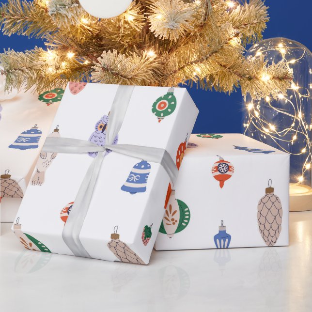 Retro Christmas Tree Toys  Wrapping Paper (Holidays)