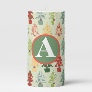 RETRO CHRISTMAS TREE W/CUSTOM Pillar Candle