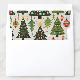 Retro Christmas Trees and Ornaments Pattern Envelope Liner