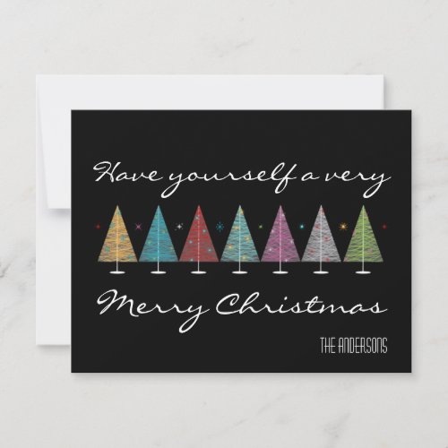 Retro Christmas Trees Holiday Card