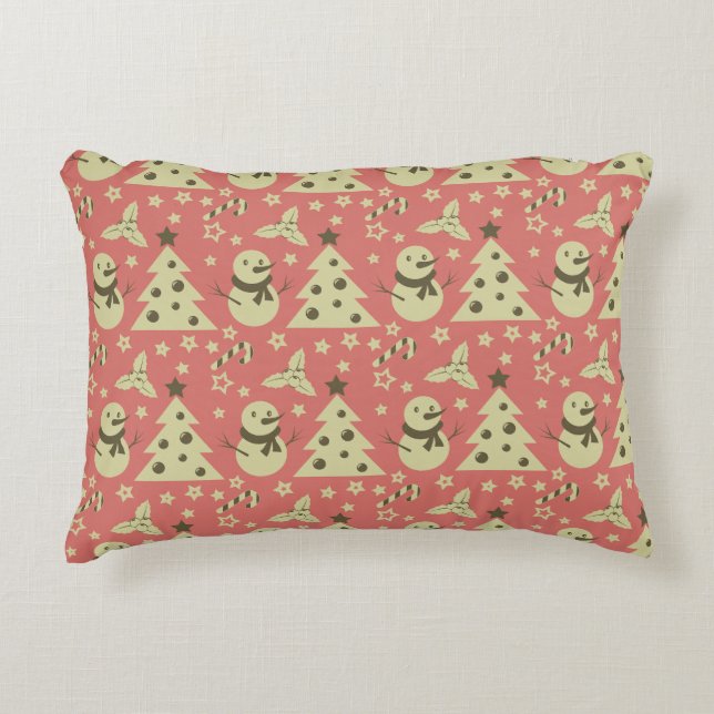Retro Christmas trees holly berry star candy cane  Accent Pillow (Front)