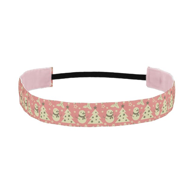 Retro Christmas trees holly berry star candy cane  Athletic Headband (Front)