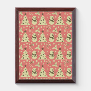 Retro Christmas trees holly berry star candy cane  Award Plaque