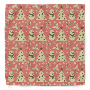 Retro Christmas trees holly berry star candy cane Bandana