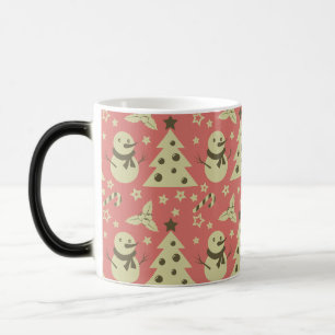 Retro Christmas trees holly berry star candy cane  Color Morph Mug