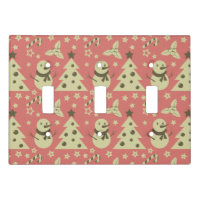 Retro Christmas trees holly berry star candy cane