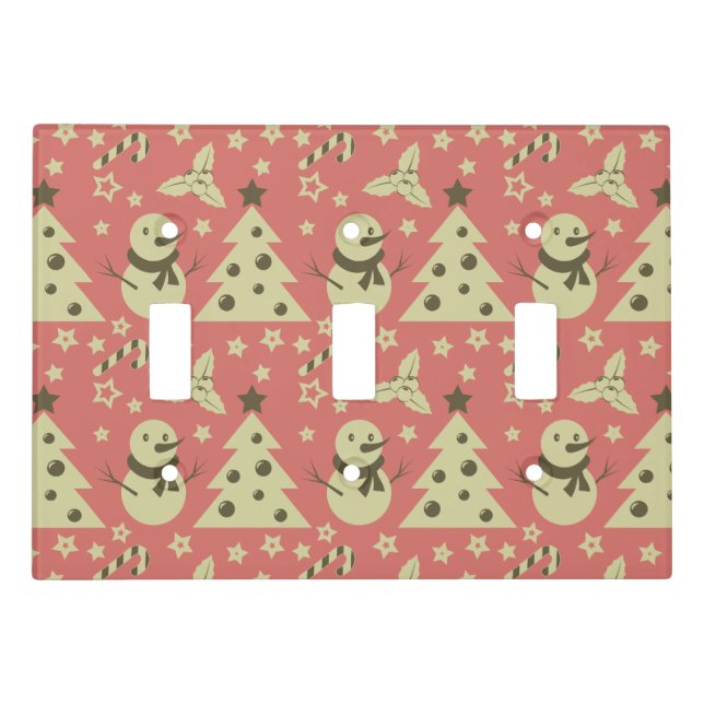 Retro Christmas trees holly berry star candy cane  Light Switch Cover (Front)