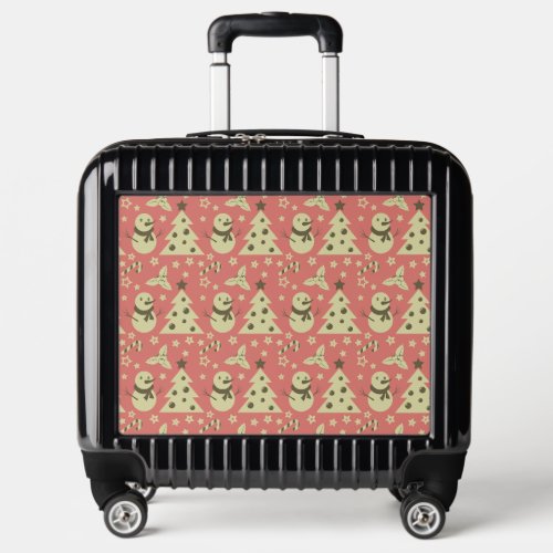 Retro Christmas trees holly berry star candy cane  Luggage