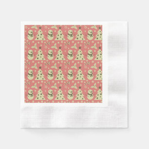 Retro Christmas trees holly berry star candy cane Napkins