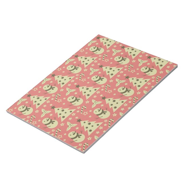Retro Christmas trees holly berry star candy cane  Notepad (Angled)