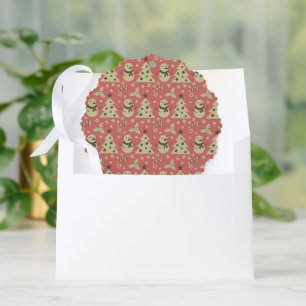 Retro Christmas trees holly berry star candy cane  Ornament Card