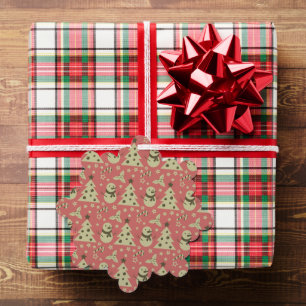 Retro Christmas trees holly berry star candy cane  Ornament Card
