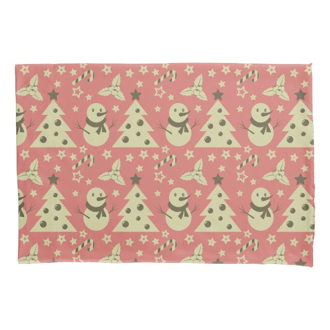 Retro Christmas trees holly berry star candy cane  Pillow Case (Front)