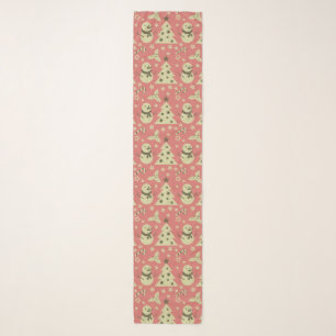 Retro Christmas trees holly berry star candy cane Scarf